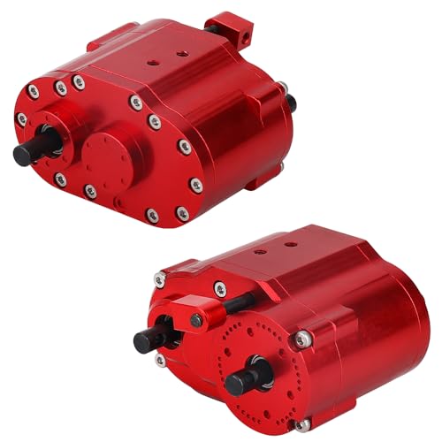 2 Speeds Transfer Case Gearbox Dual Speed Transmission Box 46x53x32mm for Axial SCX10 RC4WD D90 1/10 RC Crawler Upgrade Parts (red) - color: Red