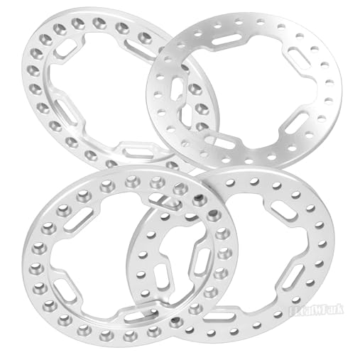 Metal 1.9 Beadlock Wheels Replacement Ring for 1/10 TRX4 SCX10 90046 90047 Crawler RC Car,4Pcs RC 1.9 Beadlock Wheels Replacement Ring,Silver - color: Silver - (Beadlock Ring)
