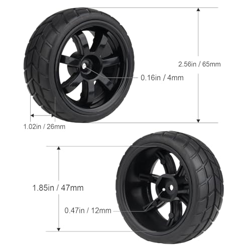 Hobbypark 4Pcs 26mm 1/10 RC Touring Car Tires & 12mm Hex Hub Wheel Rims 7 Spoke Foam Inserts for Redcat Racing HPI Tamiya HSP Exceed