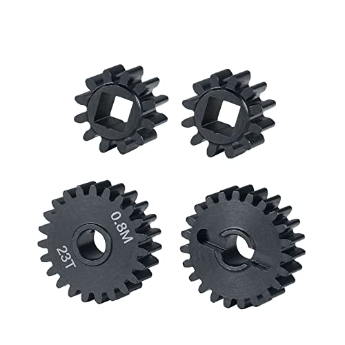 MORLORDY RC Aluminum Alloy Overdrive Portal Gears 0.8M 12T Drive Gear 23T Output Gear Set for 1/10 Scale SCX10 III Capra AXI03000 AXI03004 Upgrade Gears - size: 12T 23T