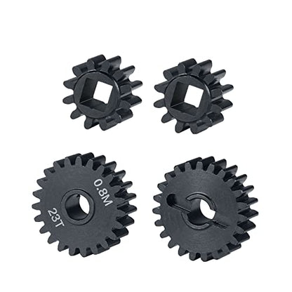 MORLORDY RC Aluminum Alloy Overdrive Portal Gears 0.8M 12T Drive Gear 23T Output Gear Set for 1/10 Scale SCX10 III Capra AXI03000 AXI03004 Upgrade Gears - size: 12T 23T