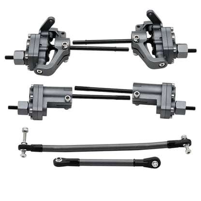 1/10 RC Crawler Aluminum Portal Front and Rear Axle Set for Axial SCX10 II 90046 90047 AR44 – CNC Alloy Axles with Steering Link Upgrade Parts for SCX10 Trucks (Gray Set) - color: Gray Set
