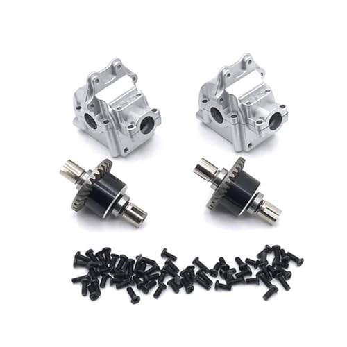 Metal Gearbox Differential Front Rear Upgrade Compatible with RC Car Models 144010 144001 144002 124016 127017 124018 124019(Silver) - color: Silver