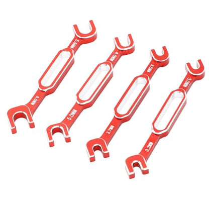 CCYLEZ Turnbuckle Nut Wrench, High Strength Aluminum Alloy RC Car Wrench Set for Drift Cars and RV Repairs (4PC, Red) - color: Red