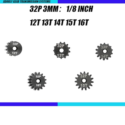32P Steel Pinion Gear Set 1/8 inch Hole 12T 13T 14T 15T 16T for Traxxas Slash Hoss RustlerJato Bandit Nitro Stampede 2WD 4X4 VXL Motor Pinion Upgrades Parts