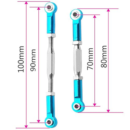 2PCS ShareGoo RC Front Rear Metal Steering Servo Link 70-90mm Turnbuckles Camber Linkage Rod Ends Compatible with Traxxas Slash 4x4 5807 Stampede HQ727 1/10 RC Car,Blue