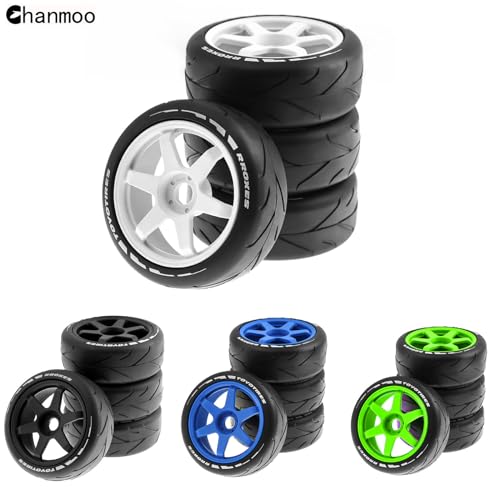 1/8 RC On Road Tires And Hard Plastic Drift Wheels 17mm Hex Rally Racing Tyres For 1:8 Scale Touring Street Car Tamiya HPI WR8 HSP Hobao ARRMA Redcat Losi Kyosho VRX W10 4PCS (White) - color: White