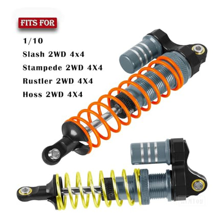 RC Aluminum Front Rear Big Bore RC Shock Absorber Upgrades Part for 1/10 Slash,Stampede,Rustler,Hoss 2WD 4X4 VXL,Alloy 4PCS RC Shocks w/Golden spring,Titanium - color: Titanium- (RC Shocks)