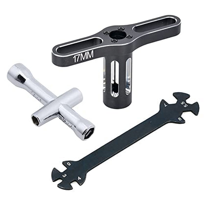 3pce 17mm Wheel Hex Wrench 4/5/5.5/7mm Small Sleeve Hex Socket Wheel Spanner Tool for 1/8 1/10 RC Car Truck Crawler Truggy Buggy Tires Tyre