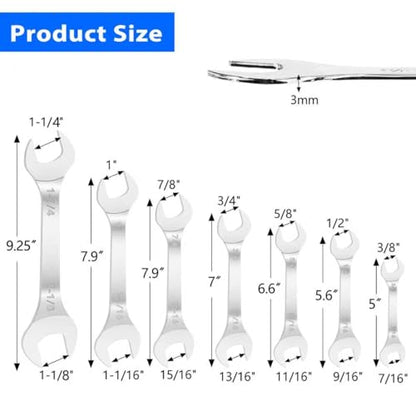 Super-Thin Open End Wrench, 3mm Ultra Thin Open End Wrenches SAE 1-1/8" x 1-1/4" Chrome Vanadium Steel Wrench for Tight Spots Repair - size: 1-1/8" x 1-1/4"