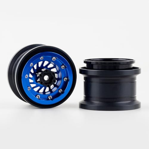 DJX TRX4MT Wheel Rims Aluminum Deep Dish Wheels for 1/18 Traxxas TRX-4MT F-150 K10 RC Monster Truck Upgrade Parts(Blue) - color: Blue