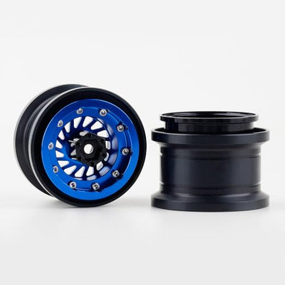 DJX TRX4MT Wheel Rims Aluminum Deep Dish Wheels for 1/18 Traxxas TRX-4MT F-150 K10 RC Monster Truck Upgrade Parts(Blue) - color: Blue