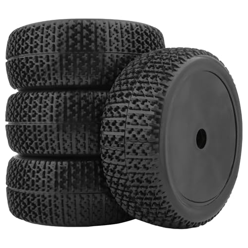 4 Pieces OD 4.4" 1/8 Scale RC Buggy Wheels & Rubber Tires 17mm Hex Rims Compatible with Arrma Typhon 3S 6S Kyosho Losi 8IGHT Traxxas Redcat HSP HPI 1/8 Scale Hobby Off Road Car Buggy (Black)