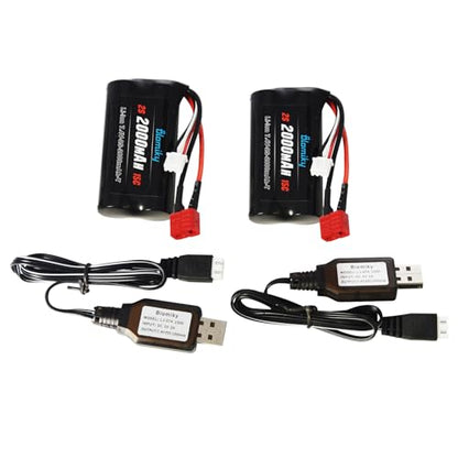 Blomiky 2 Pack 7.4V 1500mAh 11.1W Li-ion Rechargeable Battery with T Plug Suitable for Some RC Trucks / 14301 Battery