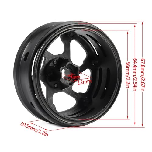 2.2 Beadlock Carbon Fiber Wheels Rims for 1/10 RC Crawler Cheater Rigs | Upgrade 4pcs,lightweight,beadlock no-glue design,For Capra SCX10 Pro TRX4 TF2 Element Enduro,improves climbing traction. - style: A