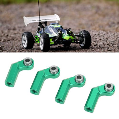 4 Set RC Link Rod End Alloy M4 Curved CW 7mm Ball Joint Head Set, RC Link Tie Rod End, Replacement for 1/10 Model Car, with 4 Nuts for Enhanced Control and Durability (Green) - color: Green