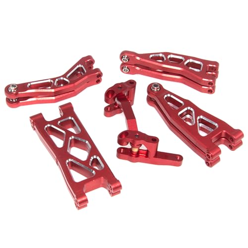 Upgrade Aluminum Front Rear Armss Compatible with 1/18 Armass Granite Grom Mega 380 Brushed 4x4 Monster Truck RTR Alloy Front Rear Suspension Hops Up（Red）
