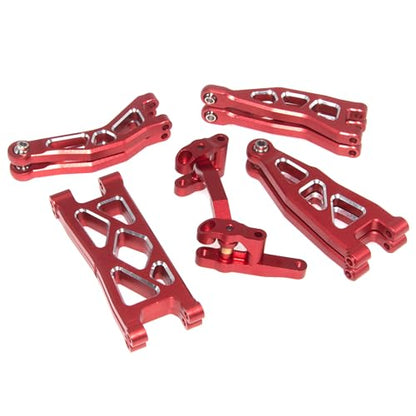 Upgrade Aluminum Front Rear Armss Compatible with 1/18 Armass Granite Grom Mega 380 Brushed 4x4 Monster Truck RTR Alloy Front Rear Suspension Hops Up（Red）