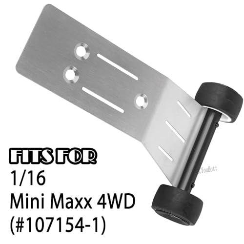 RC Upgrades Part for 1/16 (#107154-1) Mini Maxx 4WD,Tail Wheel/Skid Plate Stainless Steel Chassis/Protective Chassis Dirt Dust Resist Guard Cover/Mount Plate Motor Fixing Mount,Black - color: Black-(for 1/16）