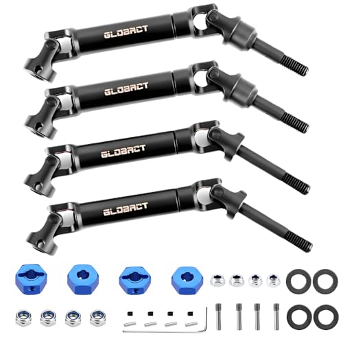 GLOBACT 4PCS 1144 Steel CVD F&R Driveshaft for Slash/Rustler/Stampede/Hoss | Heavy Duty Axles, Replace #6852, 1/10 RC Truck Drive Shafts Upgrade Parts - size: 4PCS