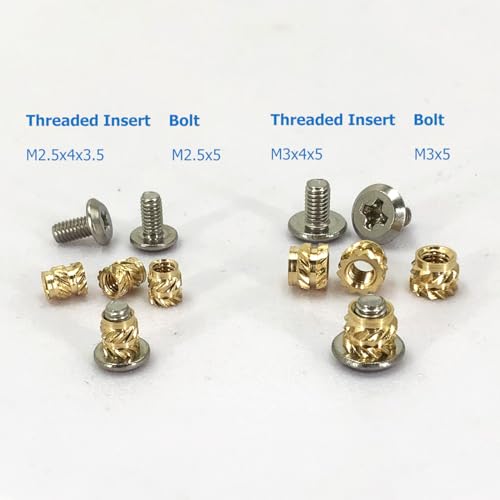 440Pcs Threaded Inserts Bolt Set M2.5 M3 Heat Set Insert Brass Nut with Bolt for 3D Printed Plastic Parts - size: (440pcs) M2.5, M3