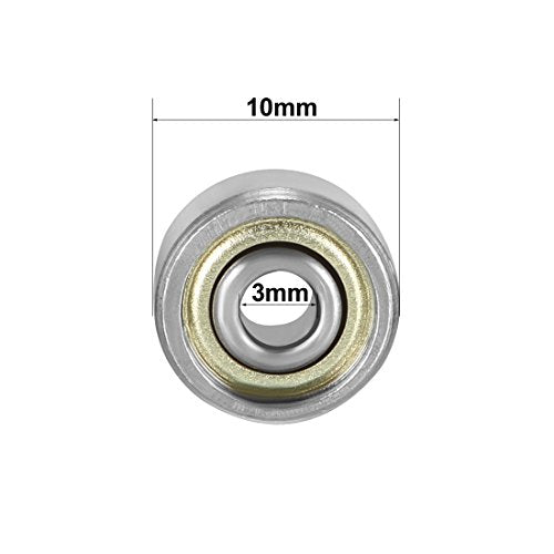 uxcell 623ZZ Ball Bearing 3mm x 10mm x 4mm Double Shielded 623-2Z 80023 Deep Groove Bearings, Carbon Steel (Pack of 20) - size: 3mmx10mmx4mm