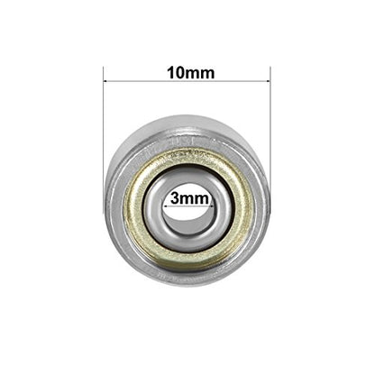 uxcell 623ZZ Ball Bearing 3mm x 10mm x 4mm Double Shielded 623-2Z 80023 Deep Groove Bearings, Carbon Steel (Pack of 20) - size: 3mmx10mmx4mm