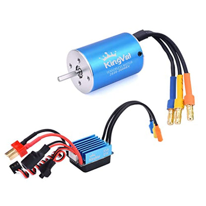 KingVal Replacement 2838 3600KV Brushless Sensorless Motor Shaft 3.175mm with 35A Brushless ESC Combo Compatible with 1/14 1/16 RC Car