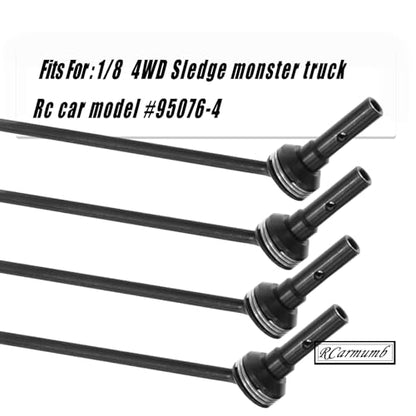 Drive Shaft CVD Upgrades Part for 1/8 Sledge 4WD #95076-4, 4pcs Front Rear Harden Steel #45 Upgrades Parts Hop-up for 1/8 4WD Sledge Monster Truck 95076-4,Black