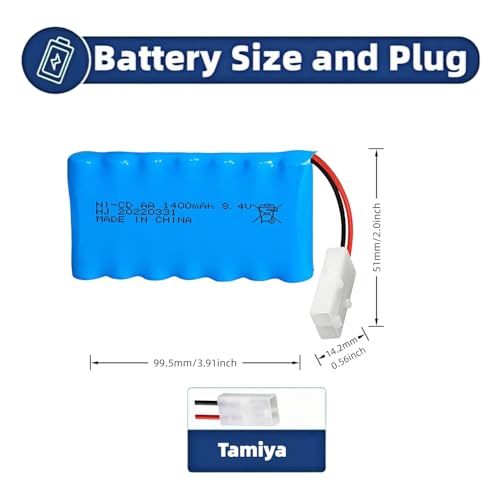 1 Pcs 8.4v 1400mah Ni-Cd Rechargable Battery Tamiya Plug KET-2P with 1 x USB Cable for RC Car RC Truck Tank