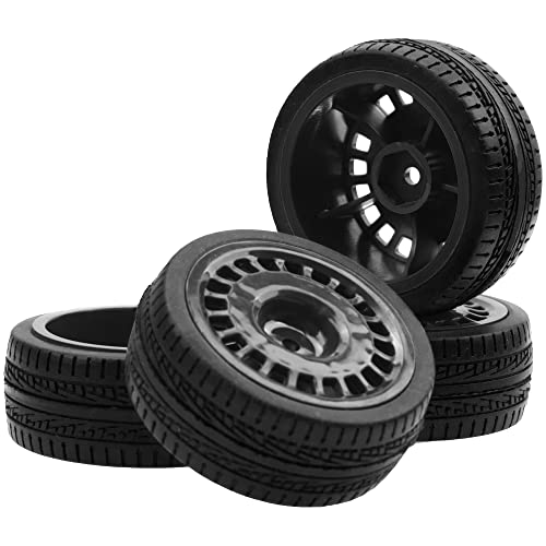Outer Diameter 70mm Rubber Tires & Nylon 12mm Hex Hub Wheel Rims Compatible with Tamiya HPI Kyosho HSP 1/10 1/12 On-Road Touring Car,WLtoys 1/14 144001 1/18 A959B RC Buggy (Black) - color: Black