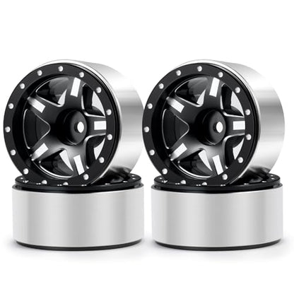RCHUBAM 4PCS 1.3" Metal Beadlock Wheel Rim for SCX24 TRX4M RC Upgrade Parts | Aluminum Alloy Wheel Hub,RC Replacement Accessories,3 Color - color: Black