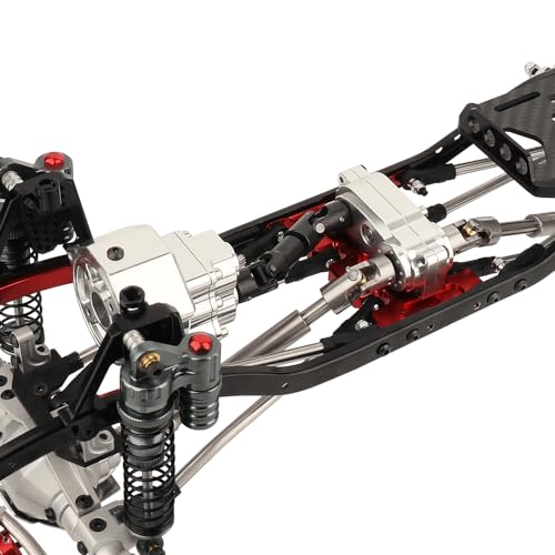 All Metal Front Planetary Motor Transmission Prefixal Gearbox Transfer Case with Hardened Steel Drive Shaft for 1/10 RC Crawler Car Axial SCX10 & SCX10 II 90046 Upgrade Parts (Silver) - color: Silver
