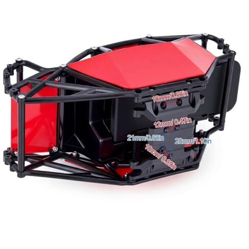 AMK RC Crawler Roll Cage, 1/10 Scale Nylon Rock Buggy Body Cage for Axial SCX10 SCX10 II, Durable RC Rock Crawler Upgrade Part (Red) - color: Red