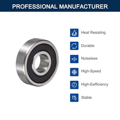 606-2RS Deep Groove Ball Bearings, ID 6mm x OD 17mm x Width 6mm Miniature Bearings, Double Rubber Sealed Ball Bearing Pre-Lubricated Chrome Steel Z2 Lever 10pcs - size: 606-2RS 6x17x6mm