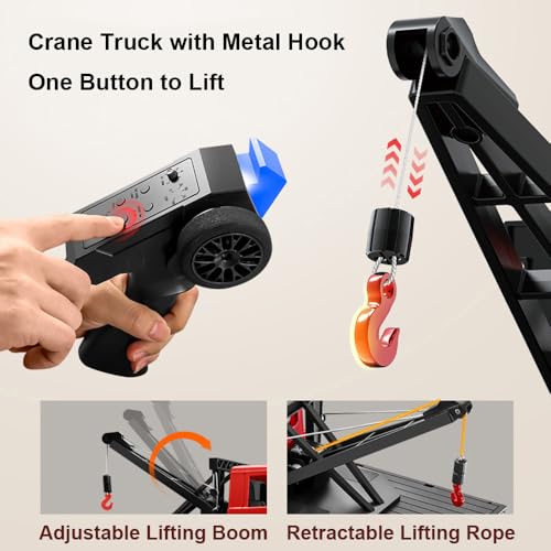 HLSFWDRIVE MN82T RC Crawler 1/12 RC Truck with Crane Hook All Terrain | Remote Control Rock Crawler 4x4 Hobby Car for Adult 280 Motor 2 Speed Proportional Control Upgraded ESC Receiver