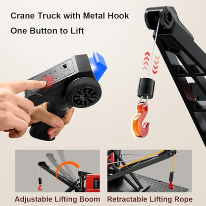 HLSFWDRIVE MN82T RC Crawler 1/12 RC Truck with Crane Hook All Terrain | Remote Control Rock Crawler 4x4 Hobby Car for Adult 280 Motor 2 Speed Proportional Control Upgraded ESC Receiver