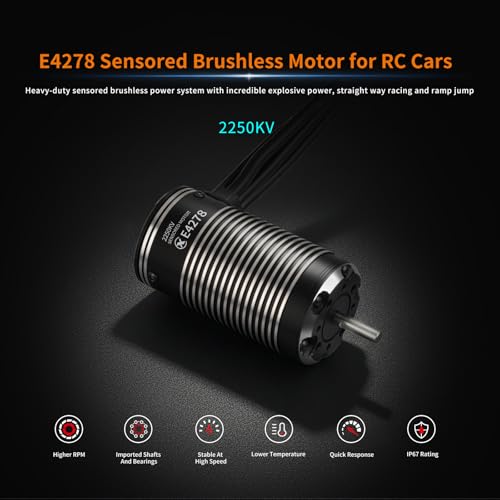 XC E4278 Sensored Brushless Motor for RC Car,2250KV,3-6S Lipo,IP67 Water Proof,Applicable to:1/8 Truck Monster