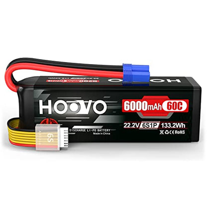 HOOVO 22.2V 6000mAh 60C 6S LiPo Battery with EC5 Plug | for RC Quadcopter Truck Boat Airplane Helicopter RC Vehicle