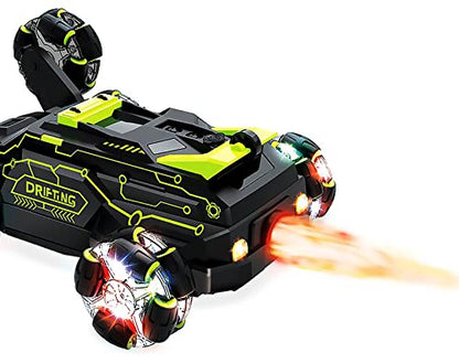 Chandler RC Car Rechargeable USB 6 Wheels Drive Smoke Light Dual Grip Remote Control Hand Gesture Sensor an Off Road Climbing Drift Stunt 360 Degree Rotating Flipping Back Car JC03 (Green) - color: Green