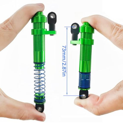 Adjustable Threaded Oil Shock Absorbers 80–100mm with Offset Cap, Aluminum Dampers for 1/10 RC Crawler, 2PCS (Green) - color: Green