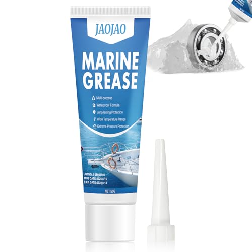 JAOJAO Waterproof Marine Grease Tub Resistant to Saltwater and Washout | High Temp(0°F - 250°F) Heavy Duty Marine-Grade Grease for Wheel Bearing, Steering Cables, Throttle and Shift Cables, 50g