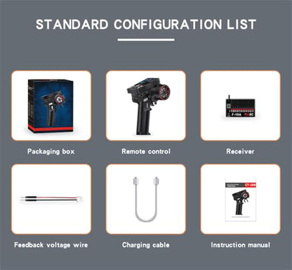 HotRC CT-10B 10 Channel Radio Transmitter and F-10A 2.4GHz 10CH PWM Receiver Screen Remote Control 2.4G 10 CH Rc Controller for Climbing Drift Vehicle RC Car Boat Tank