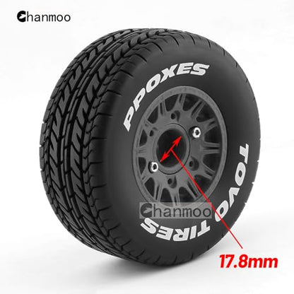 1/10 RC Short Course Truck Tires And Wheels With 12mm 14mm 17mm Hex 113mm 1/8 Rubber Tyres For 1/8 or 1/10 Scale On Road Car HSP Sonic 94102 GT PTG-2 Tamiya TT02 RC Racing Car 4PCS (Black A) - color: Black A