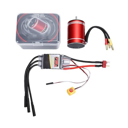 Drfeify Brushless Motor and ESC, 2800KV Sensorless Motor 3.17mm Shaft with 75A Speed Controller Set for 1/10 Scale RC Cars Boats