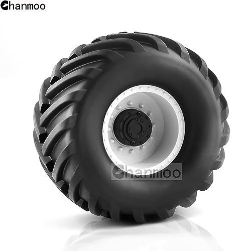 1/8 RC Monster Truck Tires and 17mm Hex Wheels Rims Rubber Buggy Tyres for 1:8 Scale Off Road Truck Car Kaiju Tmaxx E-Revo 3.3 Arrma Kraton 6S Typhon 3S Traxxas Maxx HPI Redcat 4PCS (White) - color: White