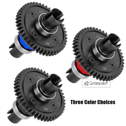 52T Upgrade Part for 1/8 Sledge Center Diff to Straight Shaft,RCarmumb Medium Carbon Steel & Aluminum Heavy Duty Center Differential Spur Gear Shaft Replacement for Sledge Monster Truck,Black - color: Black(1set)