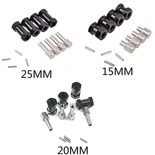 4PCS Portable Alloy Wheel Hub Hex 12mm Extension Adaptor for 1/10 RC Car for Axial (SCX10 RC4WD D90 Rock Crawler) Spare Part Accessory - size: 20mm
