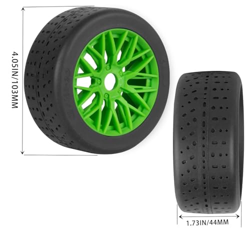 RC Rubber Wheels Tires for 1/8 Typhon 6S BLX,1/7 Infraction 6S BLX,Limitless,4PCS Highway Wheels Soft Tires Truck Tire Highway Tires,Green - color: Green(4pcs)