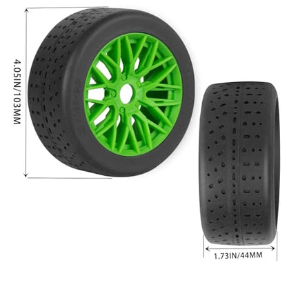 RC Rubber Wheels Tires for 1/8 Typhon 6S BLX,1/7 Infraction 6S BLX,Limitless,4PCS Highway Wheels Soft Tires Truck Tire Highway Tires,Green - color: Green(4pcs)